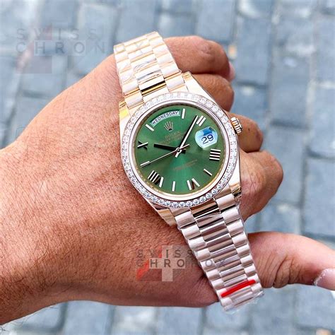 rolex day date green diamond